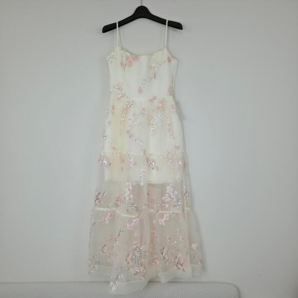 Helsi Adela Floral Tiered Maxi Dress Ivory Pink Sz S NWT Corset Bodice - Picture 2 of 15